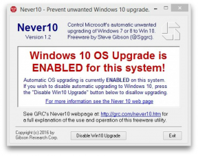 Never10 ne dopustiti Microsoft prisiljen ažurirajte svoj OS Windows 10