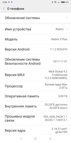 Xiaomi redmi 5 Plus sustav Verzija