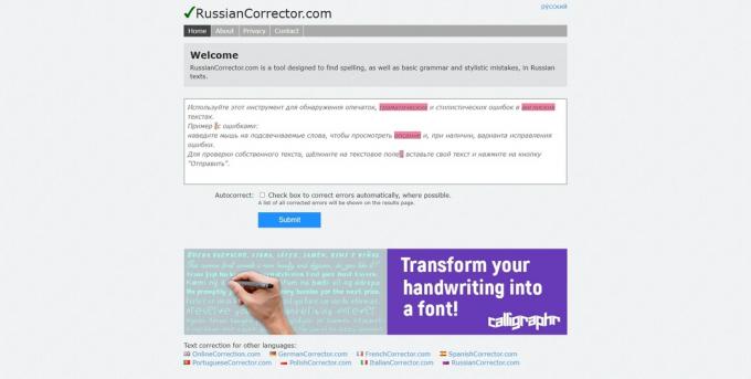 Internetska provjera interpunkcije: RussianCorrector.com