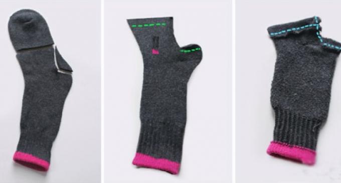 Kako napraviti darove na Silvestrovo svojim rukama: rukavice od starih čarapa
