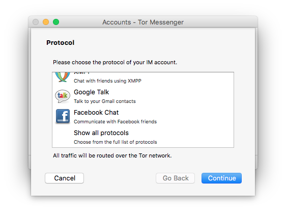 Anonymous Tor Messenger chat