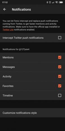 Prijave za pristup Twitter račun na Androidu: Fenix ​​2