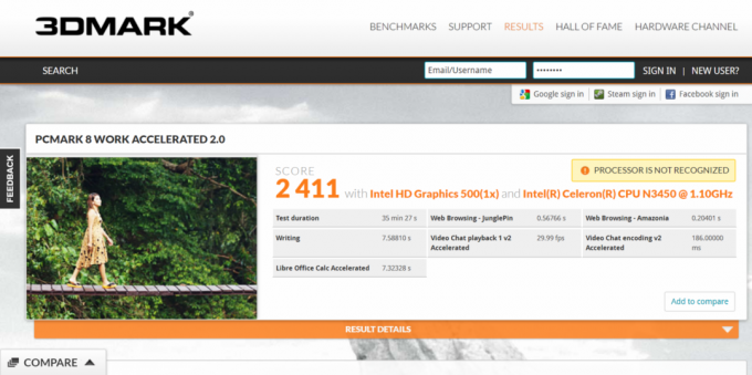 Teclast F7. PCMark 8 Rad