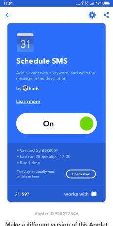 Planiranje SMS Android: IFTTT