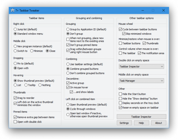 Besplatan program za Windows: 7+ Taskbar Tweaker 