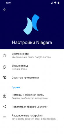 Pokretač za Android Niagara Launcher: Postavke