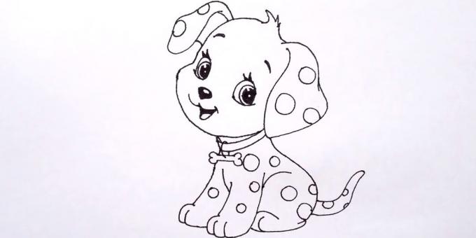 Kako nacrtati sjedi psa u crtanom stilu