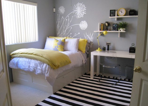 Mala spavaća soba: naglasak u boji
