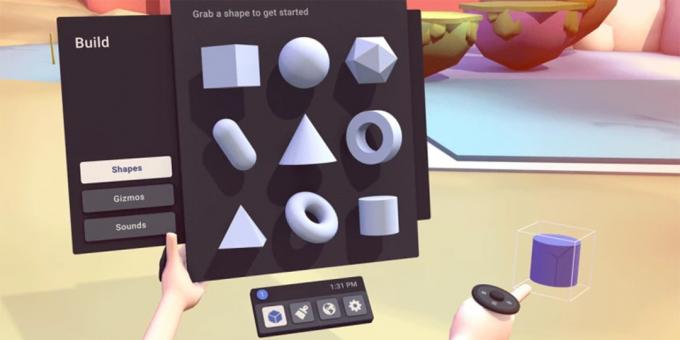 Stvaranje stavke u online igri za VR-naočale Facebook Horizon