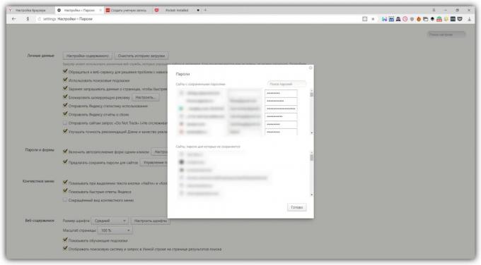 Kako vidjeti spremljene lozinke u „Yandex. preglednik "