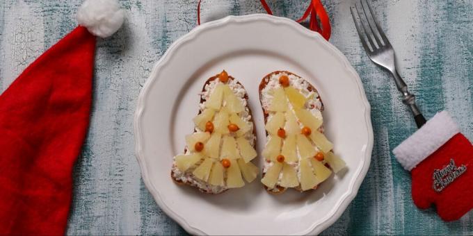 Novogodišnji sendviči s ananasom i štapićima od rakova