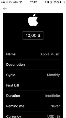 Bobby za iOS: podaci za pretplatu
