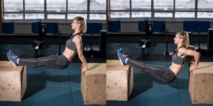 Kako izgubiti težinu od 5 kg: inverzni gurati sa svojim nogama na platformi