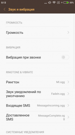 Xiaomi redmi 3s: zvuk i vibracije
