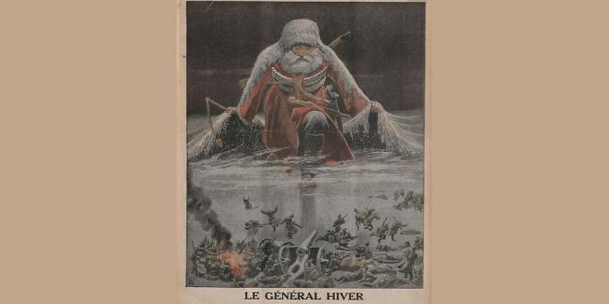 Povijest Ruskog Carstva: "General Winter napreduje prema njemačkoj vojsci", ilustracija Louisa Bomblaya iz časopisa Le Petit Journal, siječanj 1916. 