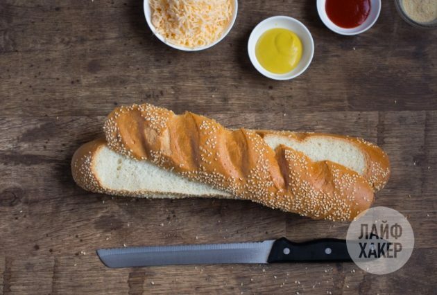 punjena baguette: pažljivo odrežite vrh kruha