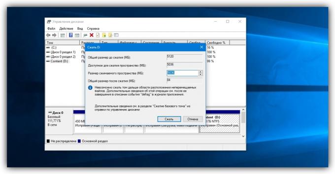 Kako podijeliti tvrdi disk na Windows: odaberite količinu podataka volumen novog
