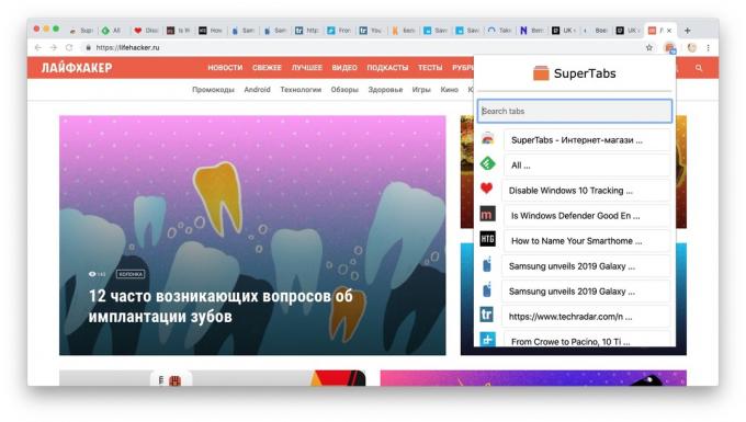 SuperTabs: Kartice Lista