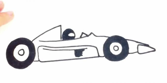 Kako nacrtati trkaći automobil: dodajte uzorak, staklo i kacigu 
