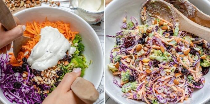 Recept za salatu brokula, bademi, brusnice i limuna preljev jogurtom