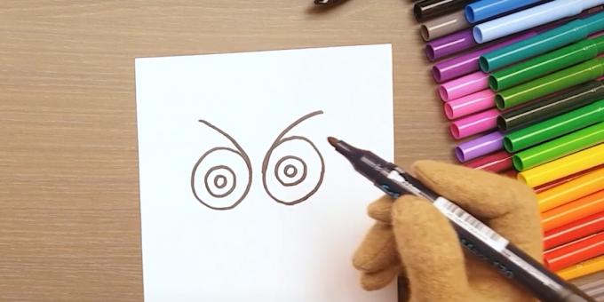 Kako nacrtati sovu: nacrtati oči