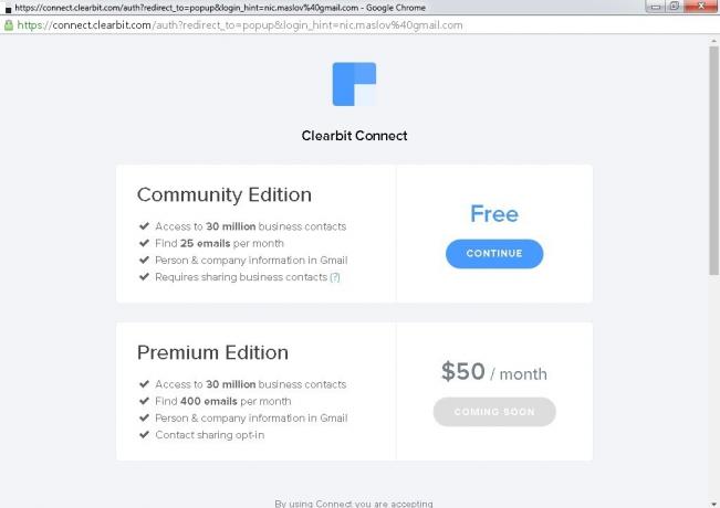 Clearbit Connect: slobodni i nagrada računi