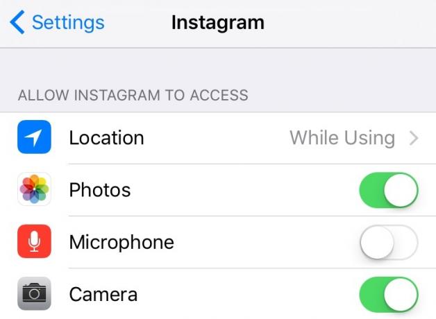 Kontroliranje pristupa informacijama aplikacija na iOS Instagram 9