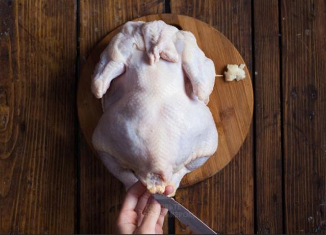 Kako kuhati piletinu: odrezao neugodnog mirisa ulja žlijezda iznad repa