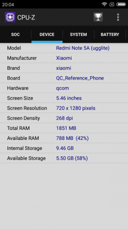 Xiaomi redmi Napomena 5a: Tehničke specifikacije