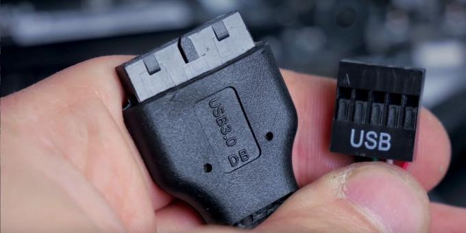 Kako sastaviti računalo: Žice USB priključka spajaju se na zaglavlja matične ploče