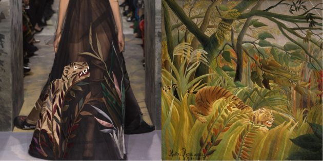 Valentino model i slika Henri Rousseauovu „Tigar u tropskoj oluji”