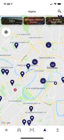 program događanja u Moskvi: Događaji na karti
