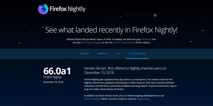 Verzija za mobilne telefone: Firefox noć