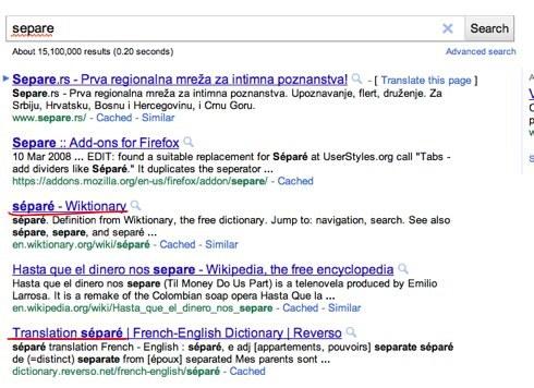 Odvojen - Google pretraživanje