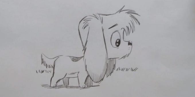 Kako nacrtati psa kako stoji u crtanom stilu
