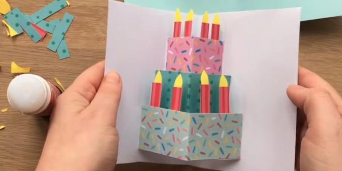 Čestitka za rođendan svojim rukama: izrezati i zalijepiti svijeće na torti