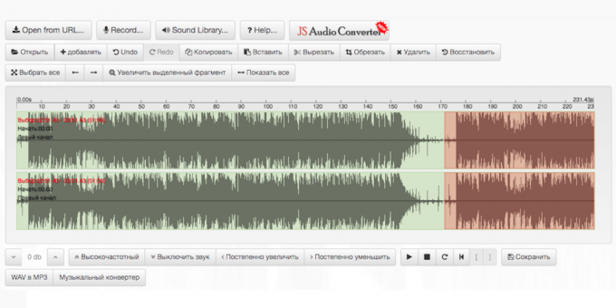 Audio Editor medvjed audio alat