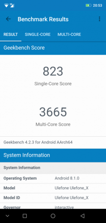 Pregled smartphone Ulefone X: GeekBench