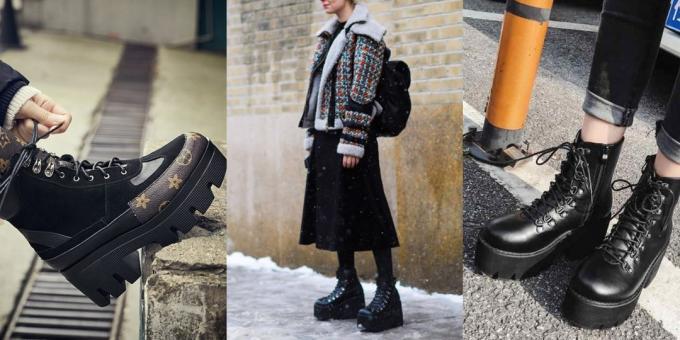 Moderan ženske cipele jesen-zima 2019/2020: čizme sa visokom platformom