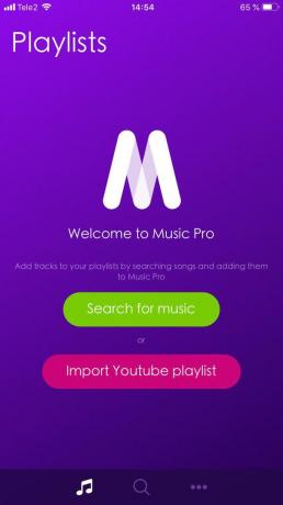 Za slušanje glazbe s YouTubea na Music Pro ne treba unesite korisničko ime i lozinku