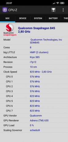 pregled Xiaomi Pocophone F1: CPU-Z