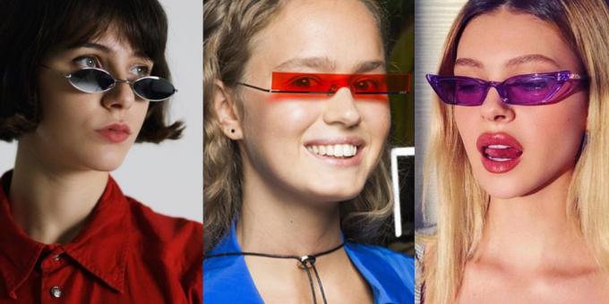 Ženska sunčane naočale s uskom vodoravnom leća ( „Trojstvo”)