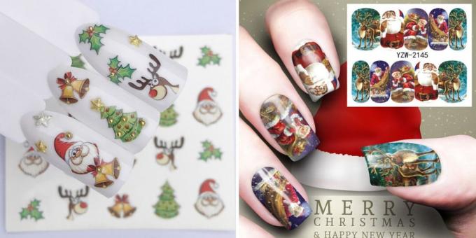 Proizvodi s AliExpress stvoriti novogodišnje raspoloženje: Naljepnice na noktima Božić noktiju dizajn
