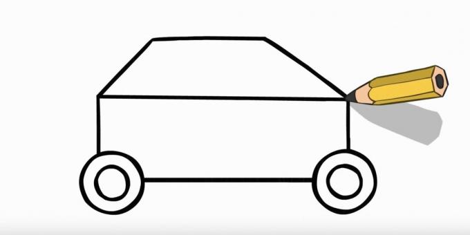 Kako nacrtati policijski automobil: nacrtati vrh automobila