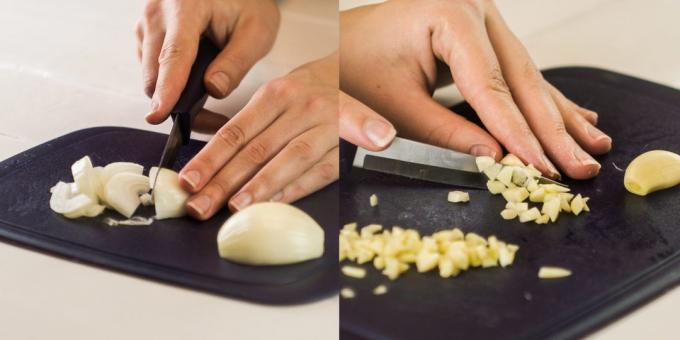 Kako kuhati krumpir s mesom: nasjeckajte luk i češnjak