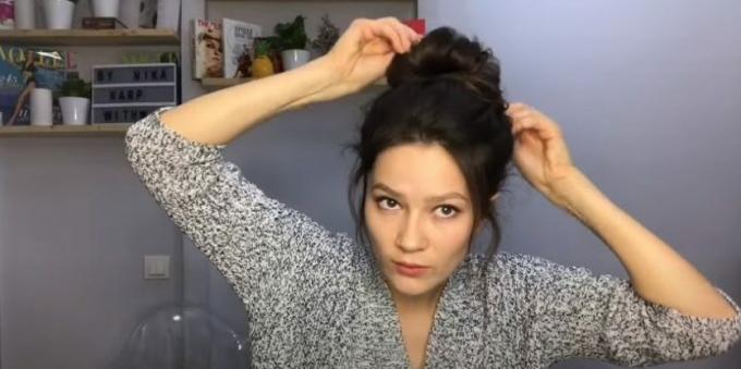Ženske frizure za okruglo lice: lagano rastavite rezultirajuću punđu prstima