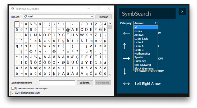 Usporedite SymbSearch simbol stol