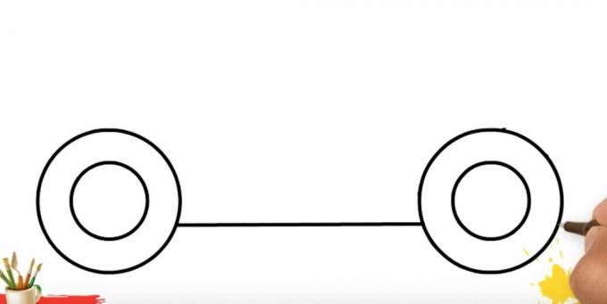 Kako nacrtati kamion: spojite kotače