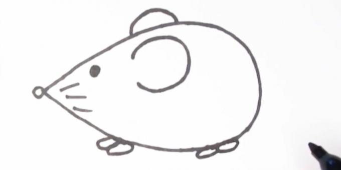 Kako nacrtati miša: nacrtati šape
