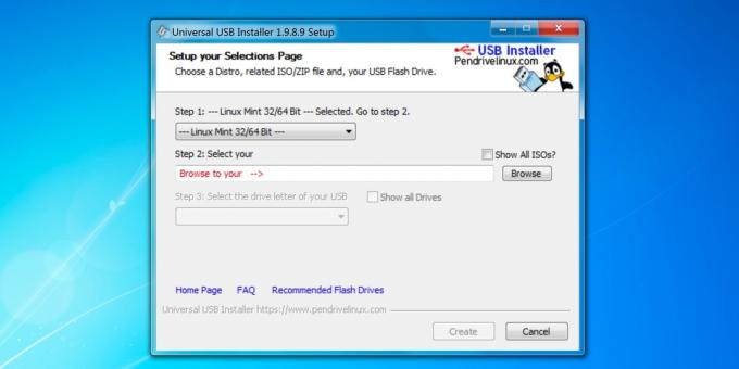 Program za stvoriti bootable USB voziti Univerzalni USB Installer